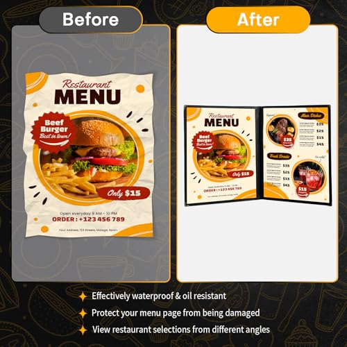 4PCS 8.5 x 11" Menu Covers, 2 Page 4 View Clear Morning Menu