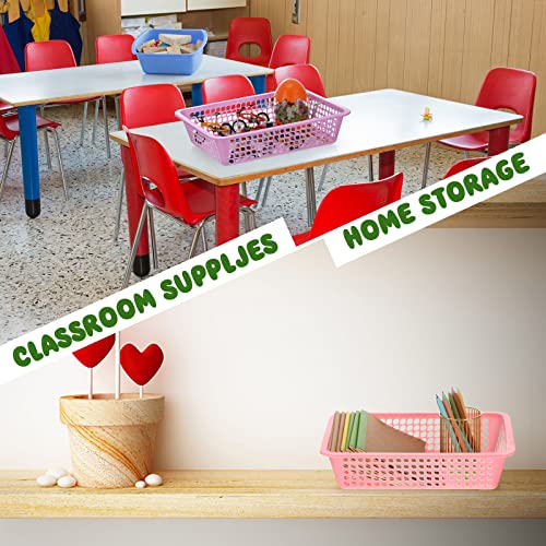 Zhehao 24 Pcs Paper Organizer Basket Bulk Classroom Mesh Bins, Colorful - color: Colorful