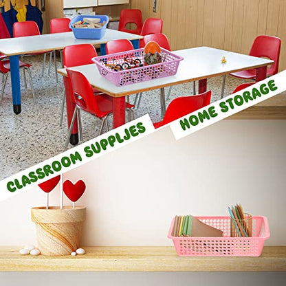 Zhehao 24 Pcs Paper Organizer Basket Bulk Classroom Mesh Bins, Colorful - color: Colorful