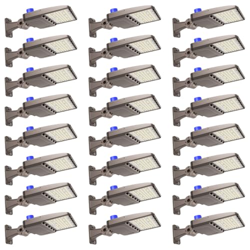 YXL LED Parking Lot Shoebox Light with Dusk to Dawn Photocell, 21000LM 5000K Daylight Arm Mount, IP65 Waterproof Area Light for Parking Lot Sports Stadium 150W 24Pack - size: 150W Arm 24Pack