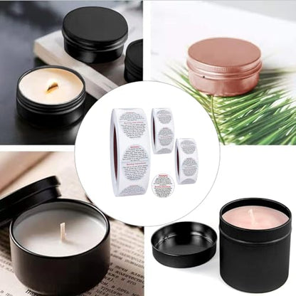 1500 pcs Candle Warning Labels,1.5inch Candle Jar Container Stickers - color: White