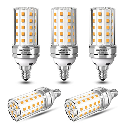 E12 LED Bulbs 10W LED Corn Light Bulb 100W Equivalent 1000 Lumen 3000K Warm White Non-dimmable LED Candelabra Bulbs Pack of 5 - color: E12 3000k Warm White