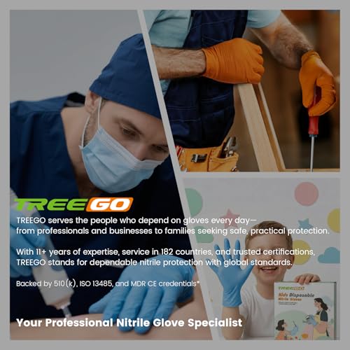TREEGO 10 Mil Heavy Duty Black Nitrile Mechanic Gloves, 50 Count M - color: Black 50, size: Medium
