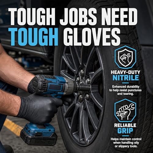 Nitrile Gloves HEAVY DUTY 6 Mil Disposable Rubber Black Gloves XL - size: X-Large