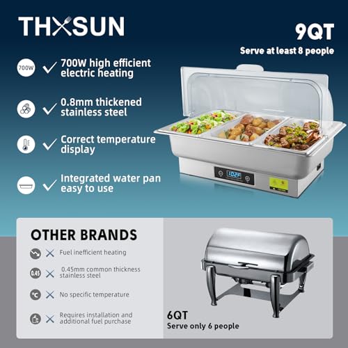 Electric Chafing Dish Buffet Server with Button Panel Control - size: 604-Triple Pan