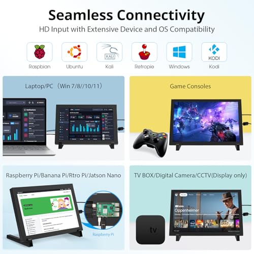 ELECROW 8 Inch Touchscreen Monitor, 1280x800 IPS LCD HD Display with Stand, Portable Capacitive Touch Screen Compatible for Raspberry Pi 3/4/5, Win 11/10/8/7, Jetson Nano, laptops, Game Consoles