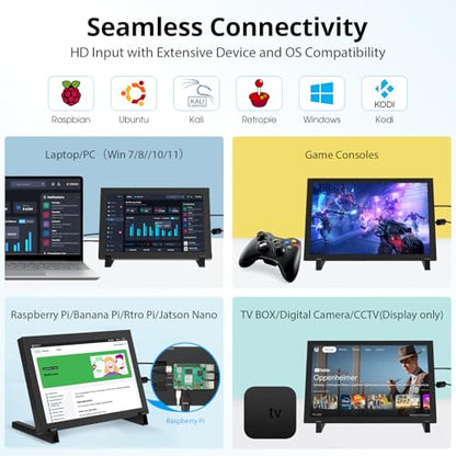 ELECROW 8 Inch Touchscreen Monitor, 1280x800 IPS LCD HD Display with Stand, Portable Capacitive Touch Screen Compatible for Raspberry Pi 3/4/5, Win 11/10/8/7, Jetson Nano, laptops, Game Consoles