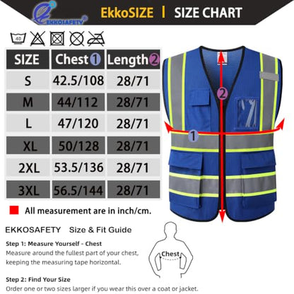 Hi Vis Reflective Safety Vest for Men Women,EK175,Blue,M - color: Blue, size: Medium