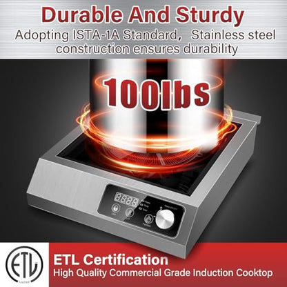 1800W Commercial Induction Cooktop with Knob and LCD