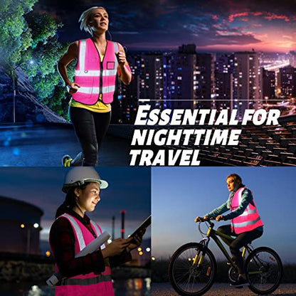 EBOOT 20 Pack Safety Vest High Visibility Reflective, Pink - color: Pink