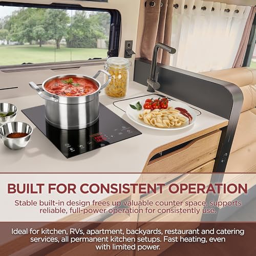 ChangBERT Built-in & Countertop Induction Cooktop, NSF-Certified Commercial Grade Single Induction Burner, Large 8” Heating Coil, Low Noise, Precise Temperature Control for Apartments RVs Food Station - style: Countertop & Built in 1800W