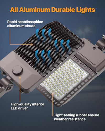 Led Parking Lot Light 300W: 45,000LM, 5000K 100-277V Slip Fit - color: Slip Fit 300W 3P