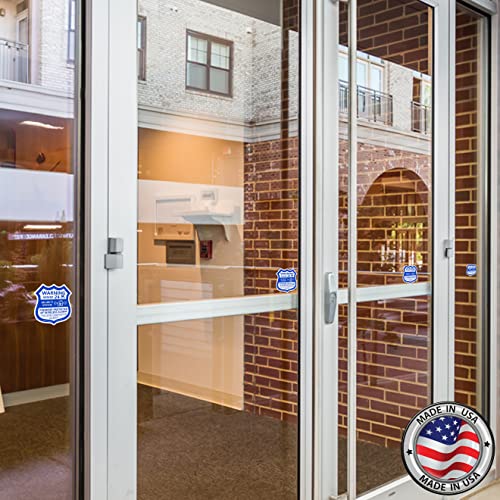 Psyfer® (Fade-Free) 6 Pack - Small Alarm Security Outdoor UV Window Stickers [Made in USA] - color: Blue & White