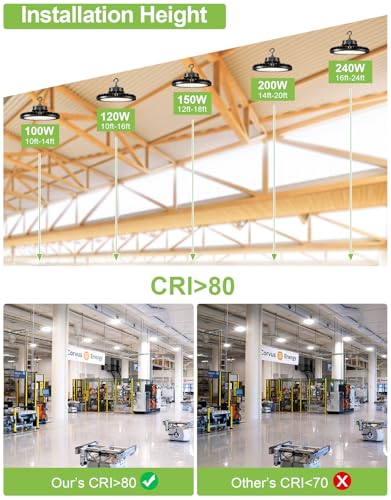 6 Pack 150W High Bay LED Shop Light, 5000K Low Bay Light with US Plug