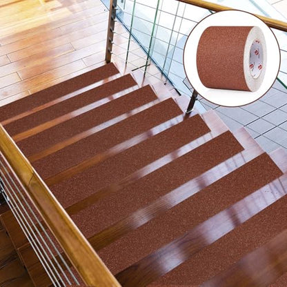 BOMEI PACK Anti Slip Traction Tape,4 Inch x 33 Ft,Heavy Duty Non Slip Tape,Grip Tape for Stairs, Tread Step, Indoor & Outdoor Use,Waterproof Stairs Non Skid Treads (Brown) - color: Brown