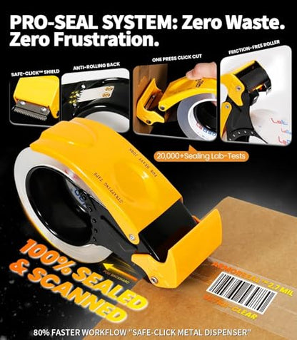 Heavy Duty Packing Tape with Dispenser, Strong HD Clear Packaging Tape, 18 Rolls 1.88 in. x 60 yd. x 2.7MiL, Secure Sealing for Cardboard Moving Boxes Shipping Supplies - size: 18-PACK, 60yd.x 1.88'' x 2.7mil thick