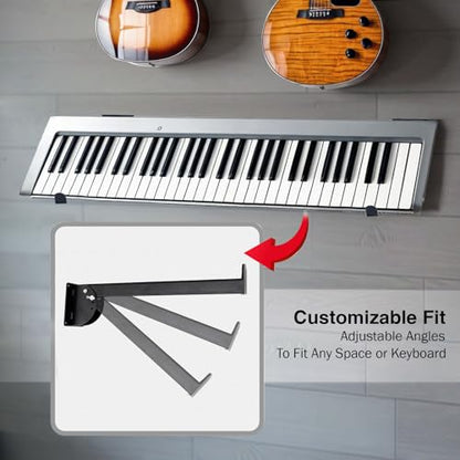 Victory Display WALL-MOUNTED Keyboard Arms – Fixed Length Keyboard Wall Mount, Space-Saving Keyboard arms for Home Studios and retail stores, Displays keyboard at 45°, 65° & 90° Angles – 1 Pairs (16")