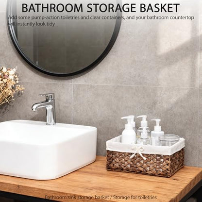 Water Hyacinth Storage Basket Small with Metal Frame & Removable Liner - size: Small