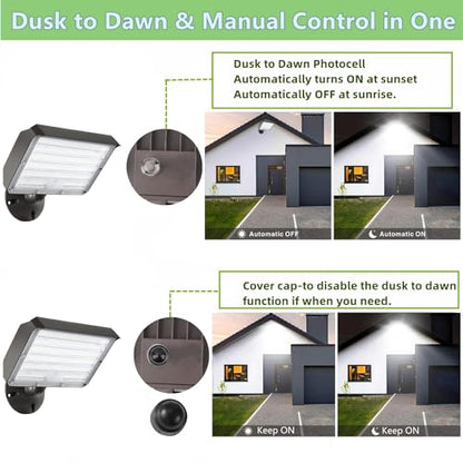 80W Outdoor LED Flood Light Dusk to Dawn with Knuckle, 11200LM 600W Equivalent, 100-277V 5000K Daylight, ETL Commercial LED Flood Light Fixture, Outdoor Security Lighting for Landscape/Parking Lot - size: 80W