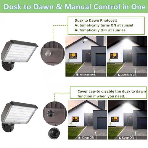 2Pack Dusk to Dawn Outdoor 100W LED Flood Light with Knuckle (Plate Included), 14000LM 1000W Equiv., 100-277V 5000K, ETL Commercial Waterproof LED Floodlight Fixture, Security Lighting for Parking Lot