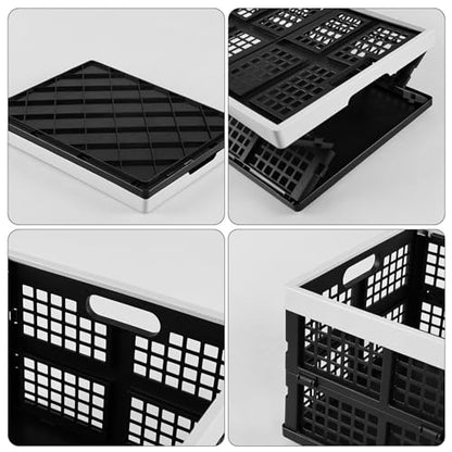 2-Pack 34 L Plastic Collapsible Storage Crates, Stackable Basket Bin - size: 34 liter