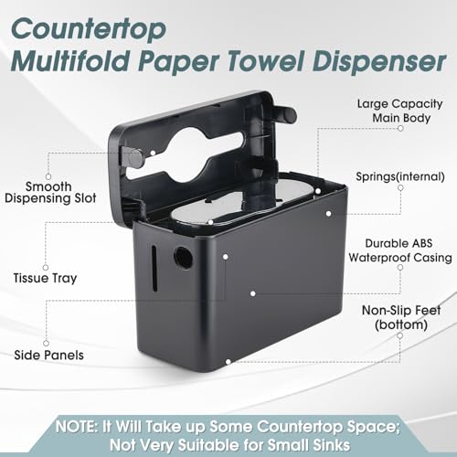 Multifold Paper Towel Dispenser Countertop, Black