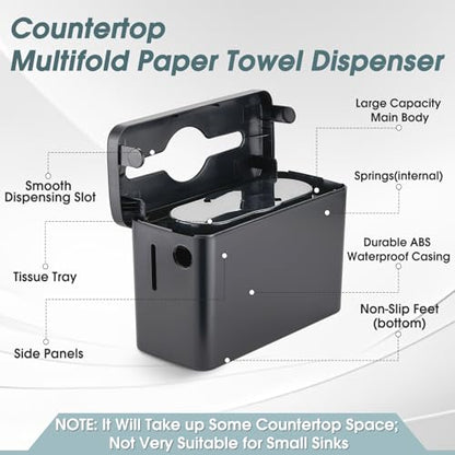 Multifold Paper Towel Dispenser Countertop, Black