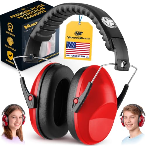 Kids Noise Canceling Headphones - 31 dB (2K Hz) - Ear Protection Earmuffs - color: Red