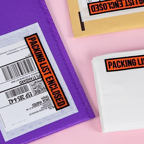 100 PCS 4.5"x 5.5" Packing List Envelopes - Self-Adhesive Shipping/Mailing Pouch Enclosed Bags for Packing Slips Invoice Label… - style: 100 -Printing