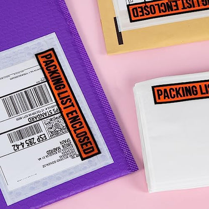 100 PCS 4.5"x 5.5" Packing List Envelopes - Self-Adhesive Shipping/Mailing Pouch Enclosed Bags for Packing Slips Invoice Label… - style: 100 -Printing