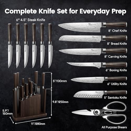 SYOKAMI 15-Piece Kitchen Knife Set with Magnetic Block, New for 2026 - size: 15 Piece with Magnetic Block