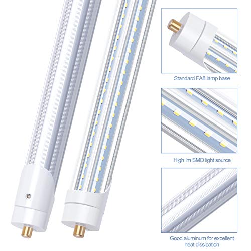 8FT LED Bulbs, 90W 6000K T8 T12 LED Tube Lights, FA8 Single Pin V Shaped LED Shop Lights, 270 Degree Angle, Replace Fluorescent Light Tubes,Ballast Bypass(6Pack) - color: 6000k