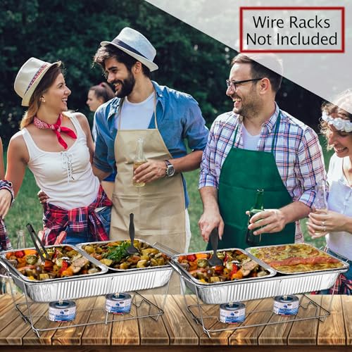 Aluminum Chafing Dish Buffet Set, 30 Piece Full Size, Food Pans with Foil Lid Covers, Water Trays, Serving Utensils, Fuel Cans for Catering, Food Warmer, Parties, Events, Holidays & Weddings