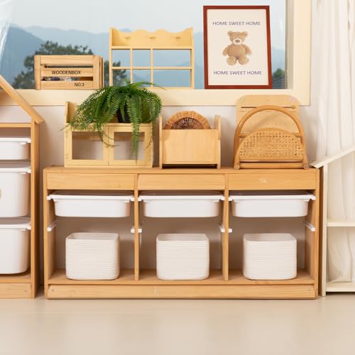 OIAHOMY 3 PACK Cube Storage Bins Storage Baskets Shelf Bins White - color: White