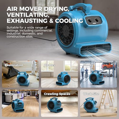 ALORAIR Air Mover 3 Speed Floor Drying Fan 5 Angle Blower Fan - GE4000T - size: Large