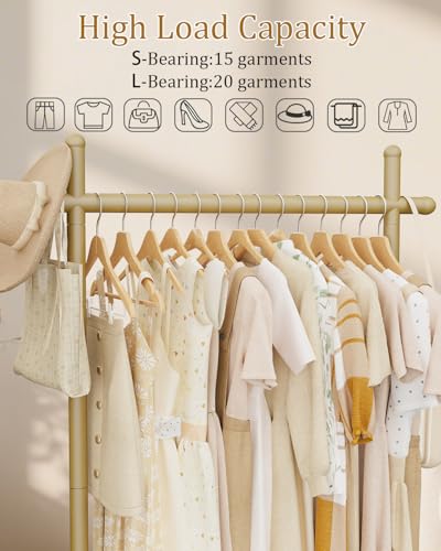 Coat Racks Freestanding with Natural Rock Base,68.9in,Gold,Large - color: Gold, size: 25.6*11.8*68.9in
