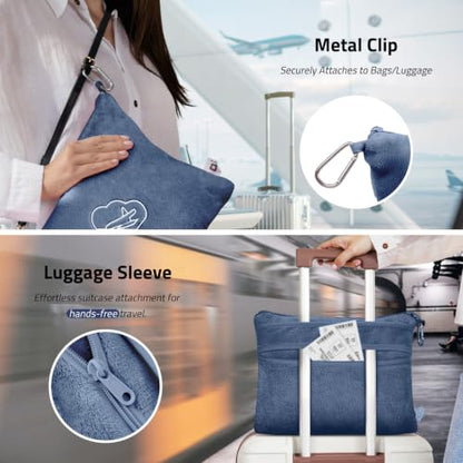 Travel Blanket, Airplane Blanket, Ultra-Soft, Warm & Lightweight, 65x40 in, Outdoor Blanket Essentials for Women, Men & Kids, Included Eye Mask, Luggage Sleeve & Backpack Clip Dusty Blue - color: Dusty Blue