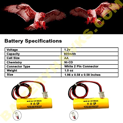 (2 Pack) AA900mAh 1.2V Unitech BST DAA900BT AA Ni-CD 900mAh MINBO AA-1000 Exit Sign Emergency Light KR-AA900MAH Batteryhawk LLC Fire Exit Battery - color: 129BHJC2P