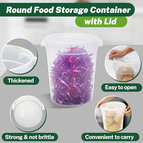 4 Pack 8Qt Round Polypropylene Food Storage Container with Lids Scale - color: 8 Quarts