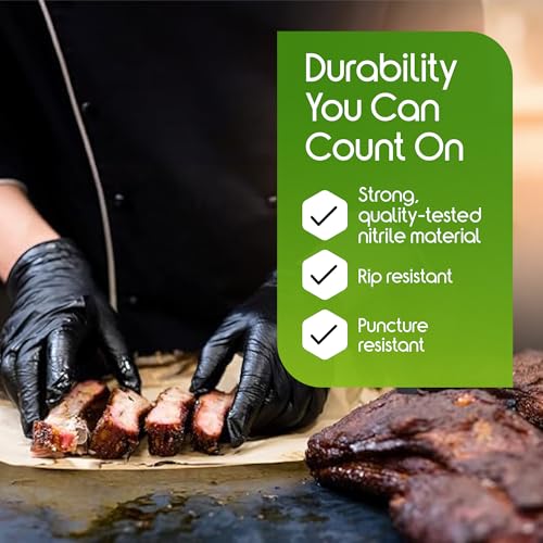 Inspire 6 or 8 Mil HEAVY DUTY Stretch Nitrile Black Gloves Disposable Latex Free - size: Medium