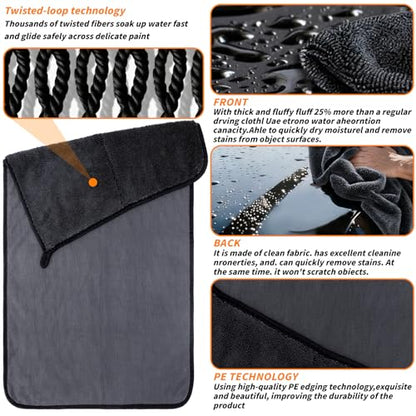 8 Pack Microfiber Car Towels, 36" x 24" Microfiber Cleaning Cloth, 600 GSM - color: Gray, size: 36x24in- 8 Pack
