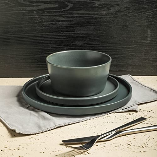 Stone Lain 32 Piece Stoneware Dinnerware Set, Service for 8, Gray Matte - color: Gray Matte, size: Service For 8, style: Dinnerware Set