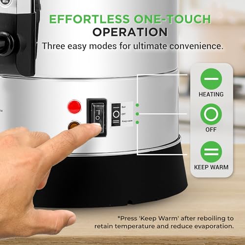 NutriChef Water Boiler and Hot Water Dispenser, 8L Electric Beverage Dispenser with Safety Lock Lid, Non-Drip Tap, Warm Function, Food Grade Stainless Steel, Home & Commercial Use, 19"x9"x9", Silver - size: 8.5 Quarts