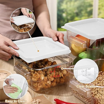 Barydat 4 Pcs Square Food Storage Containers with Lids 2qt & 4qt, White - color: White