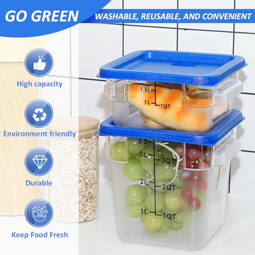 Yungyan 8 Pcs Restaurant Food Storage Containers with Lids Set, Blue Lids - color: Blue Lids
