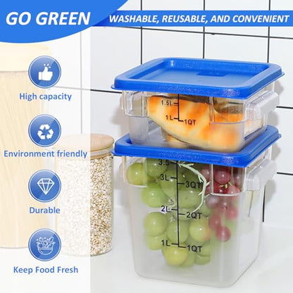 Yungyan 8 Pcs Restaurant Food Storage Containers with Lids Set, Blue Lids - color: Blue Lids