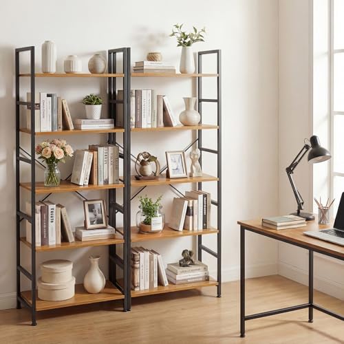 5 Tier Bookshelf, Free Standing Bookcase with Open Storage Shelves - color: Light Wood, size: 5 Tier