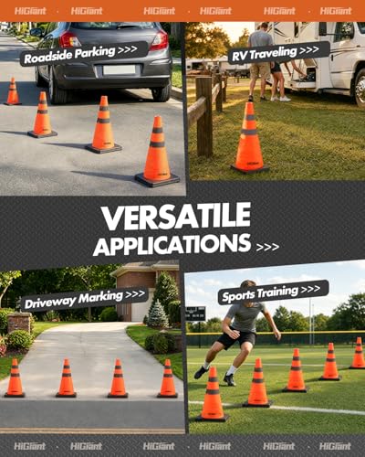 HiGiant 1 Pack 18 Inch Orange Collapsible Traffic Safety Cones, Black Base - size: 18 Inch