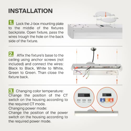 ASD 8ft LED Linear Strip Light Fixture, 3500K 4000K 5000K UL DLC - color: White, size: 8FT