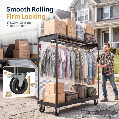 HOKEEPER Clothes Rack Load 1200LBS Commercial Clothing Rack Heavy Duty - size: 20"D x 62.2"W x70.5"H